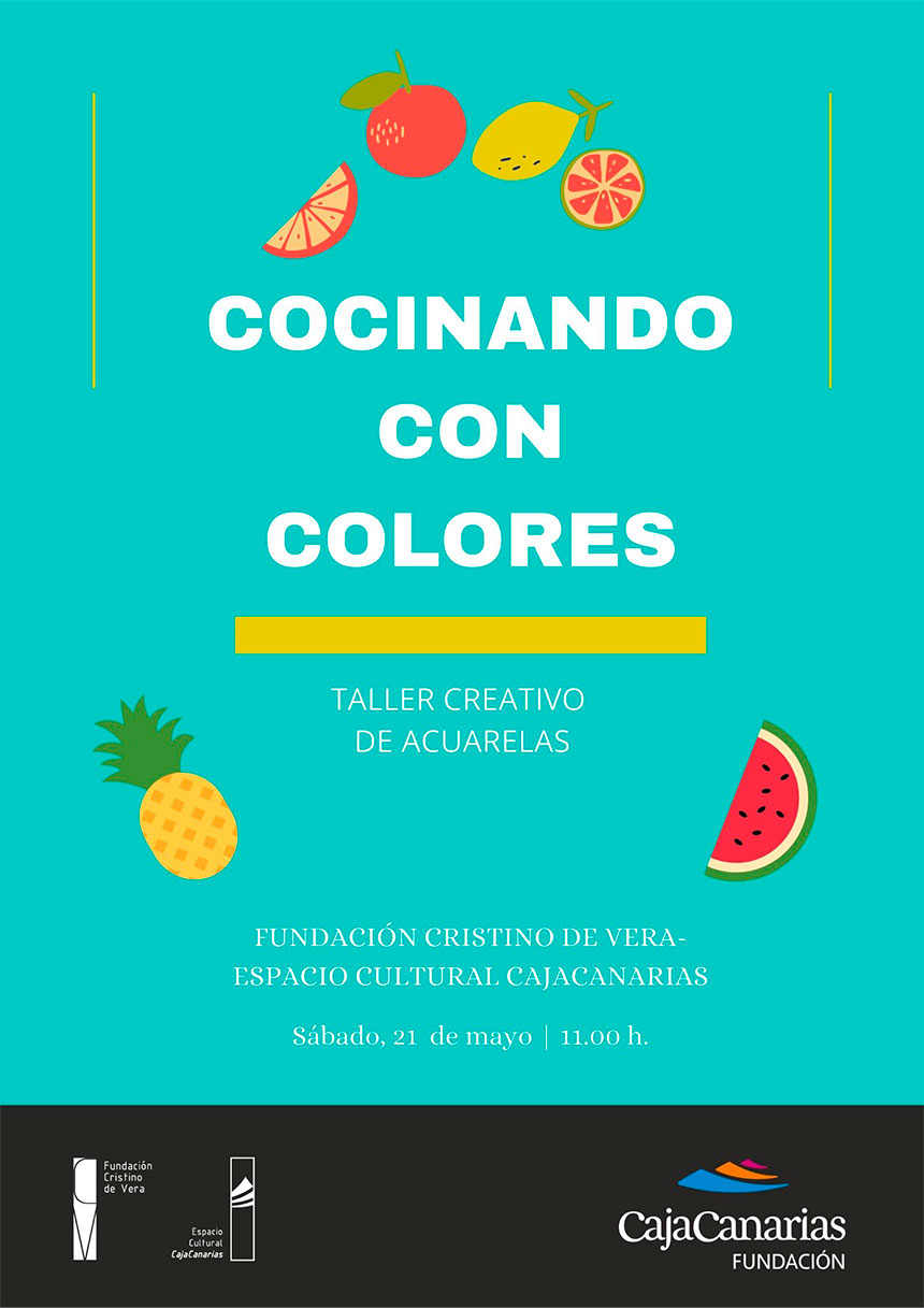 Cartel taller familiar Cocinando con colores